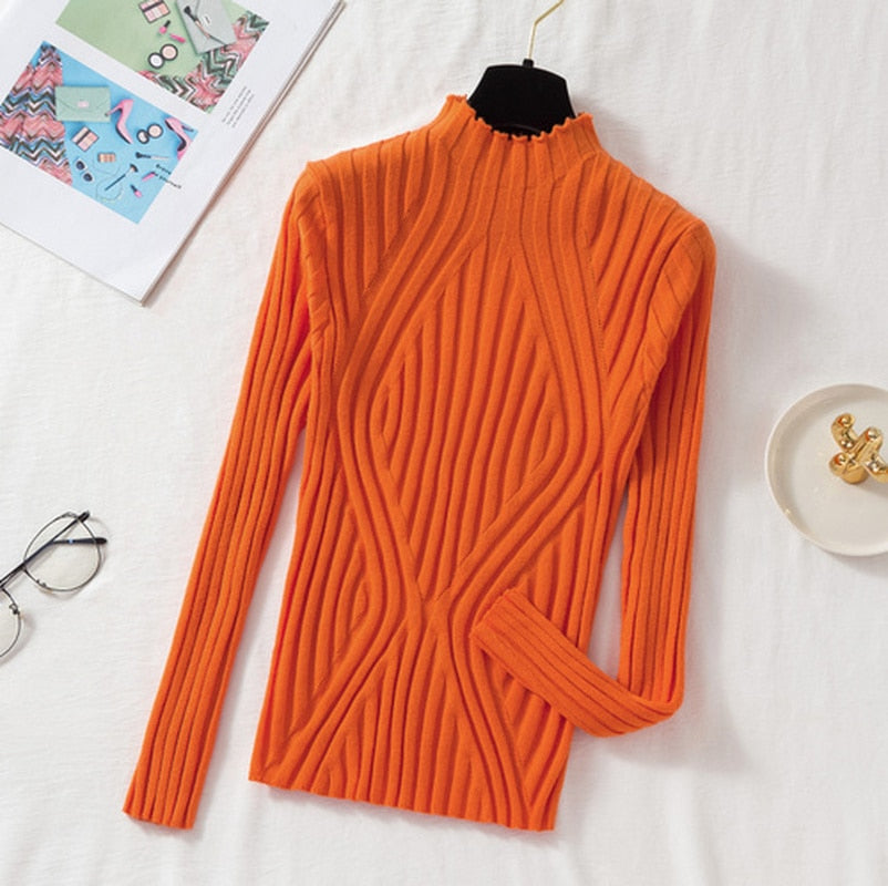 Pullover Long Sleeve Knitted Sweater Women