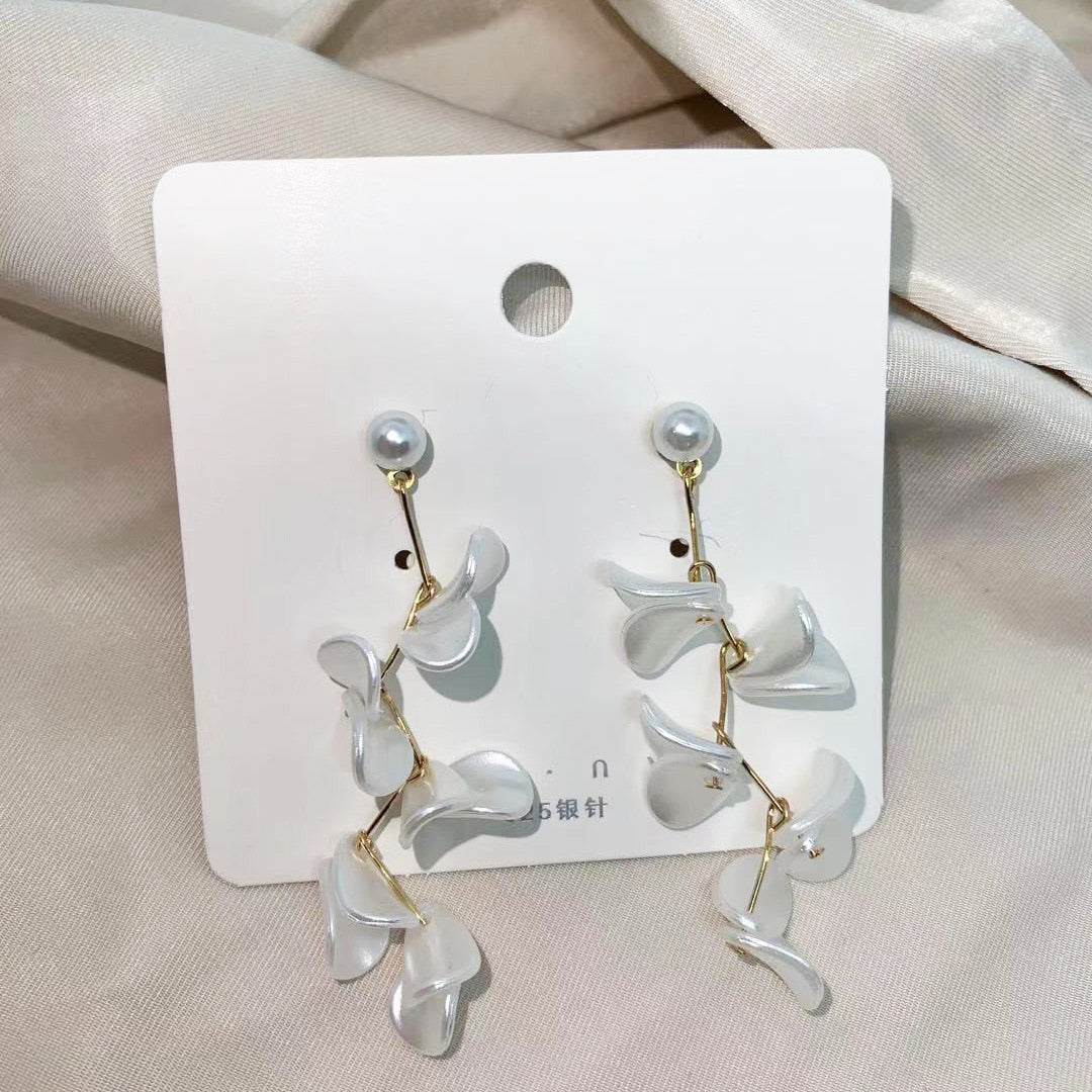 LFashion Full Crystal Simulated Pearl Tassel Drop Earring