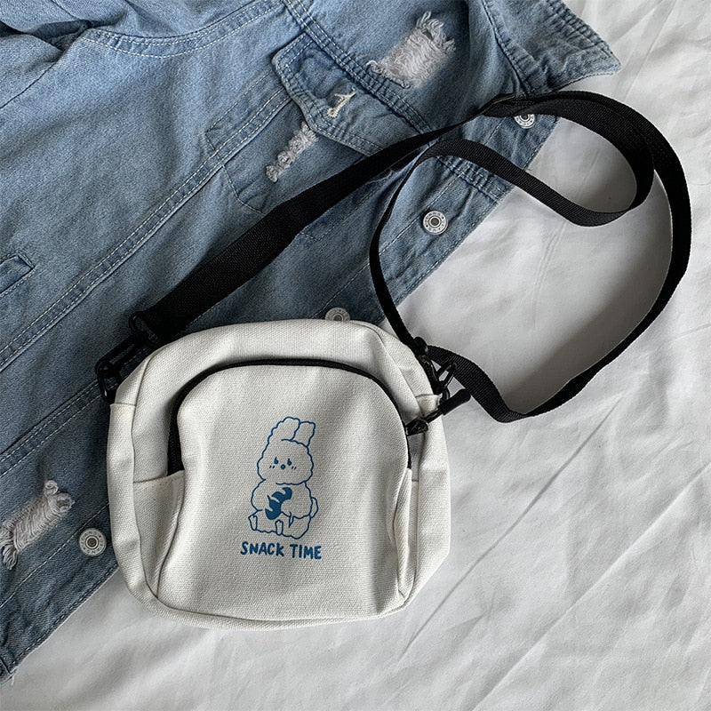 Cute Rabbit Canvas Women Small Crossbody Bag
