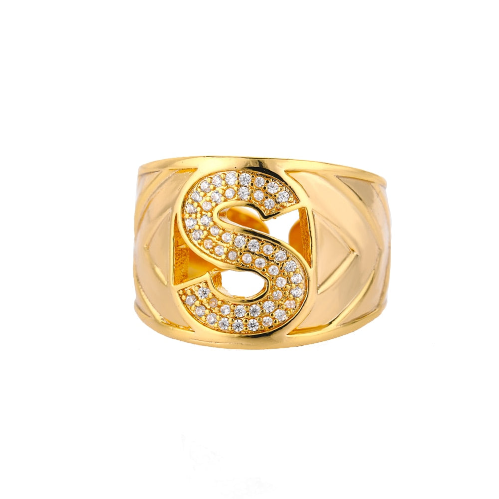 Adjustable Stainless Steel Alphabet Name Initials Ring