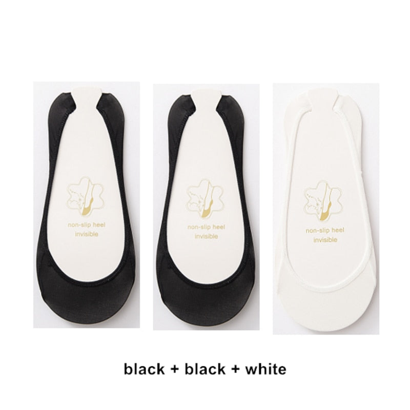 3 Pairs Invisible Boat Socks Women Summer Silicone Non-Slip Socks for High Heels Shoes Ice Silk Thin Half-Palm Suspender The New