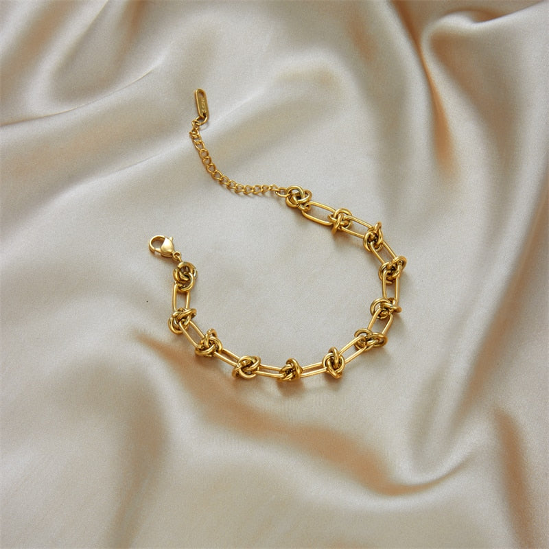 DIEYURO 316L Stainless Steel Gold Silver Color Chain Bracele