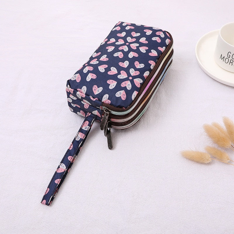 Three-layer Print Canvas Long Wallet
