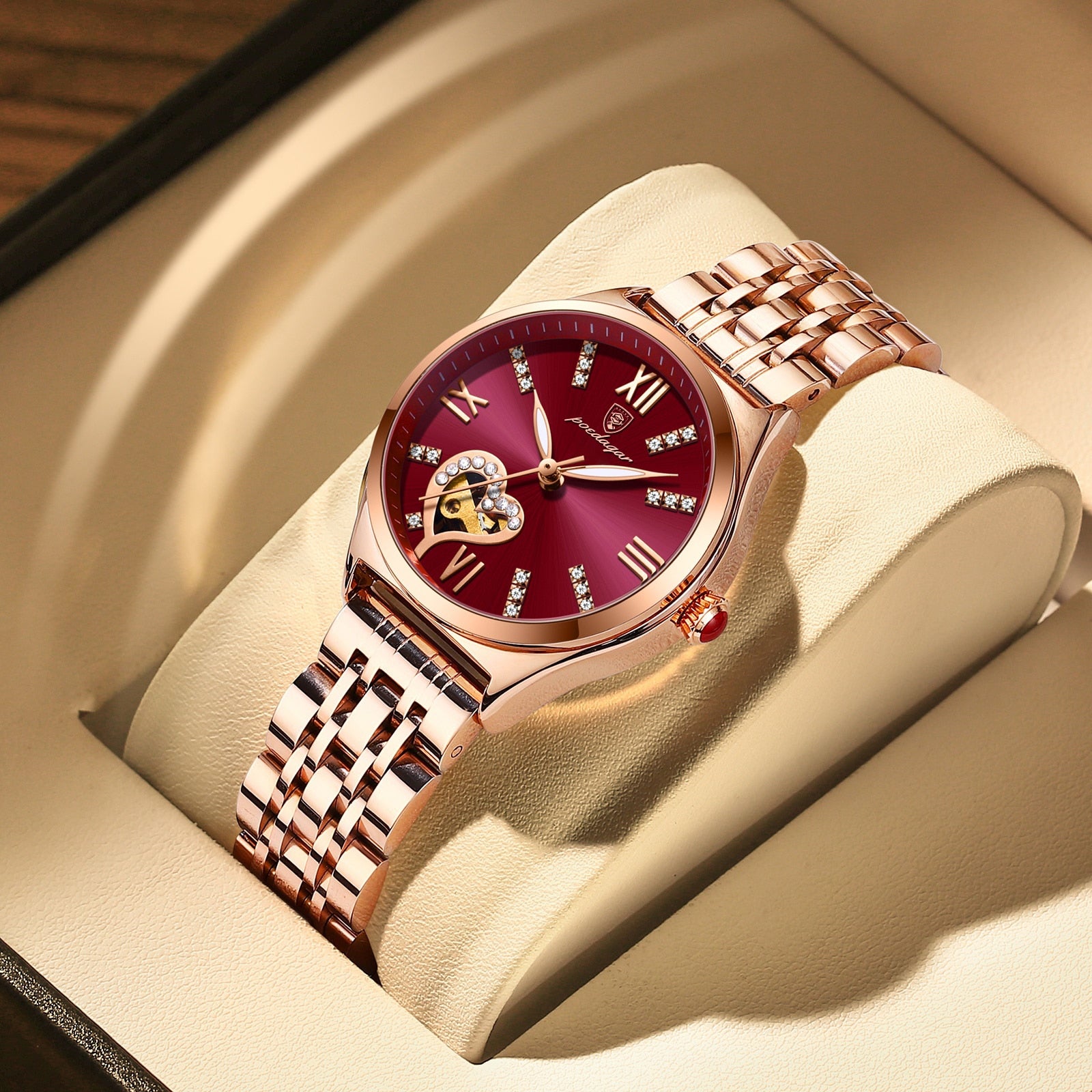 POEDAGAR Rose Gold Stainless Stain Steel Women Watch