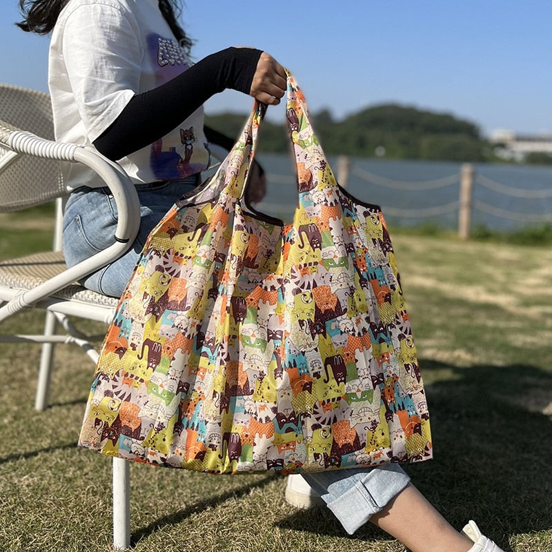 Reusable Large Cartoon Folding Washable Shopping Bag - Jeglowstore