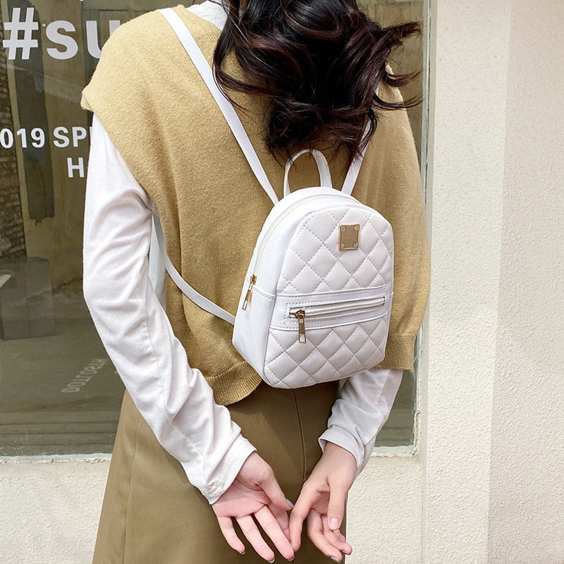PU Leather Mini Women Backpack Multi-Function Bag