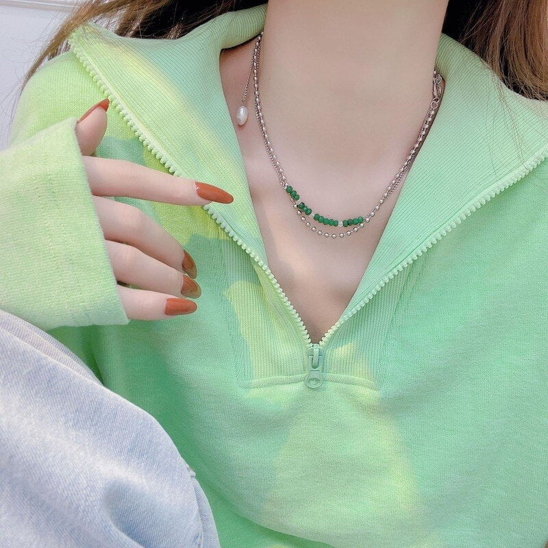 Bohemian Colorful Beads Shell Heart Layered  Necklace For Women