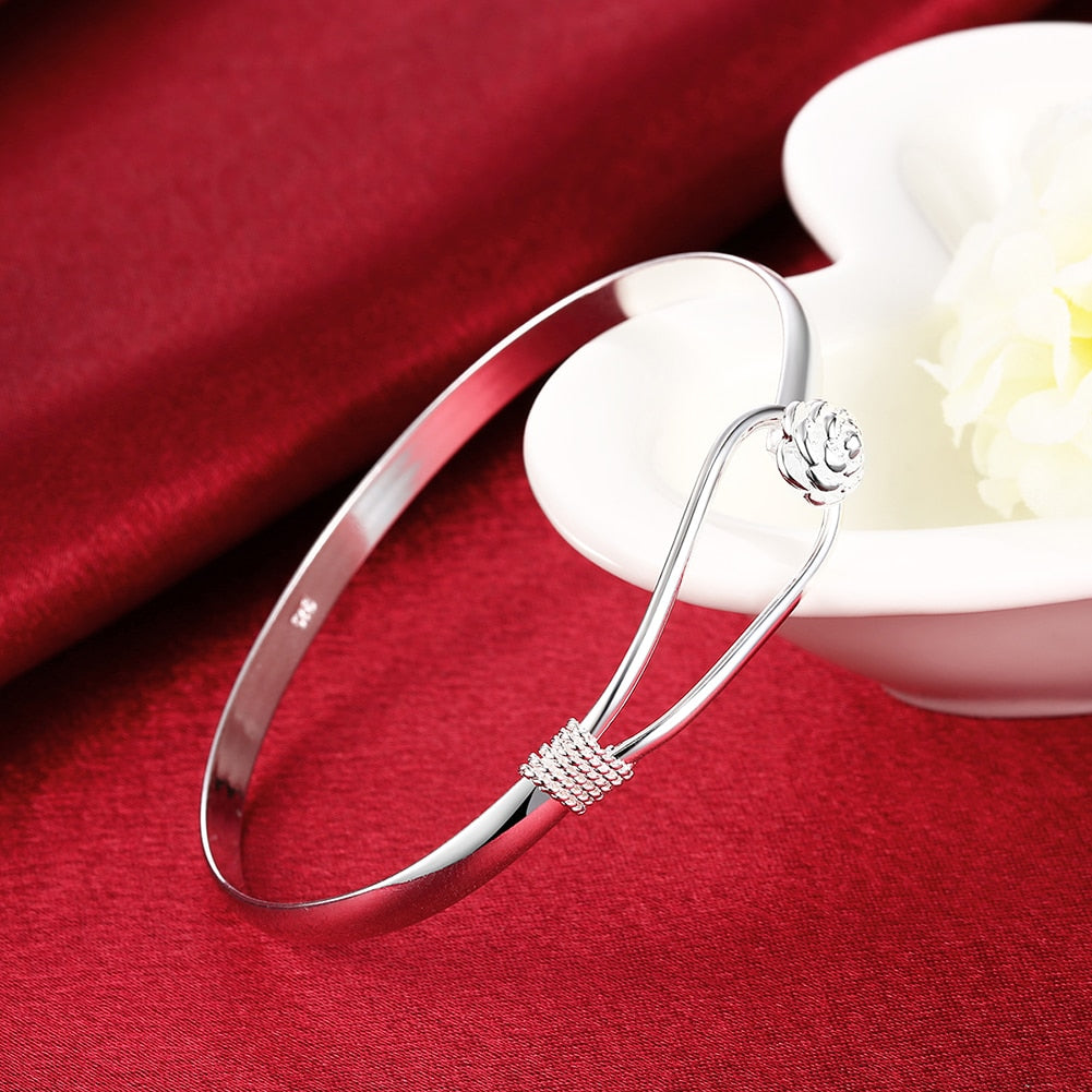 925 Sterling fine elegant flower Silver Bracelet