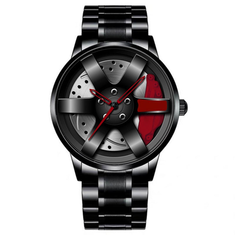 Fashion Car Wheel Rim Hub Leather Belt Watch For Men