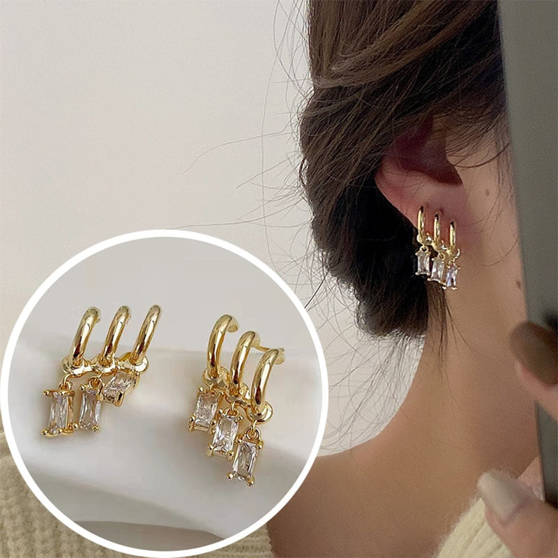 Korean Four-Prong Setting CZ Earing Claw Ear Hook Clip