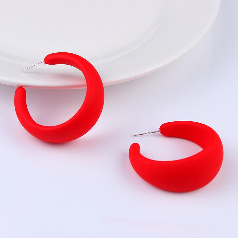 Korean style candy colors C-shaped earrings
