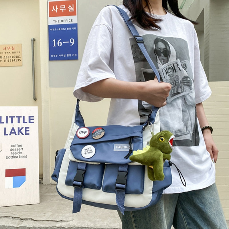 Harajuku Diagonal Nylon Canvas Messenger Bag