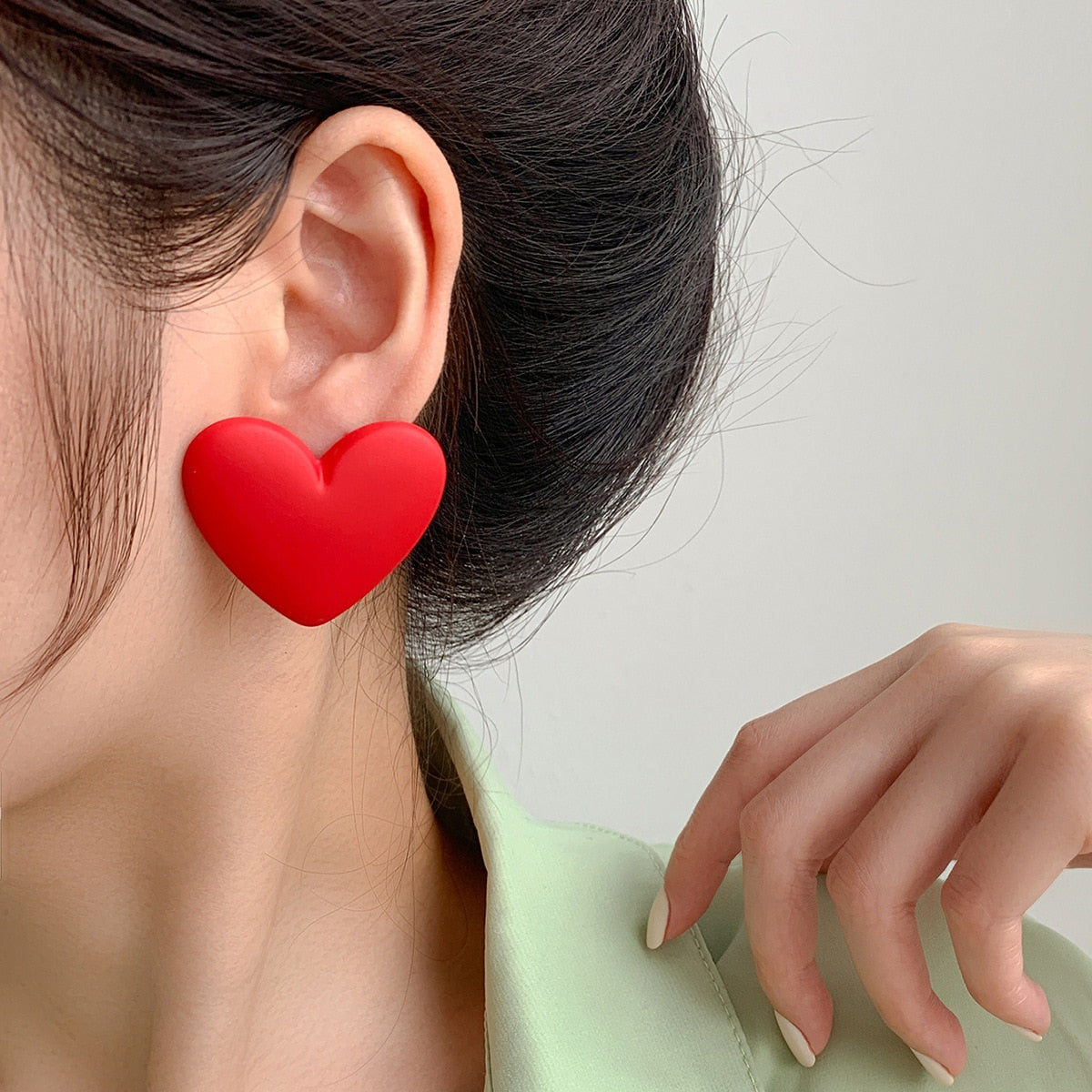 Korean style candy colors C-shaped earrings