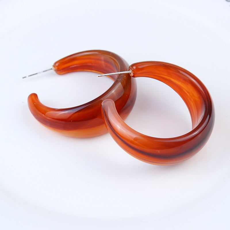 Korean style candy colors C-shaped earrings