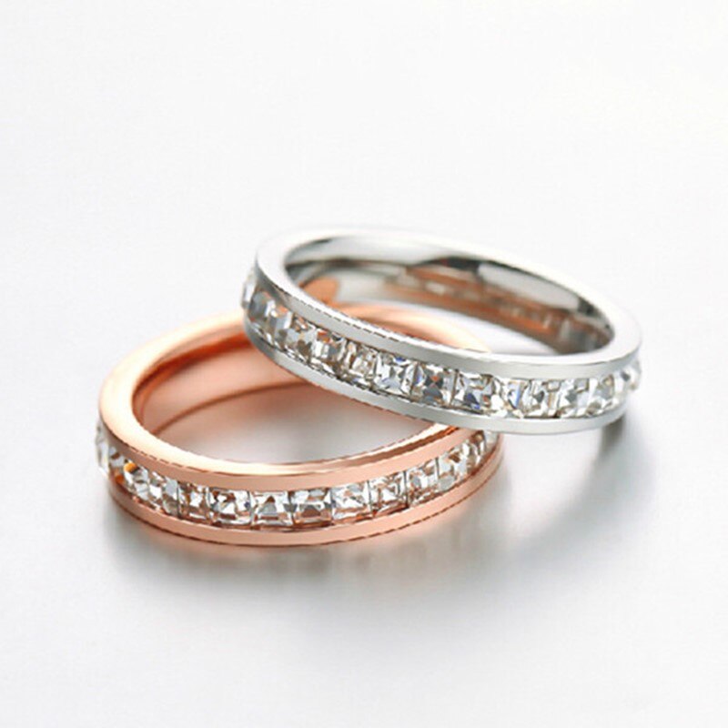 Stainless Steel Stackable CZ Eternity Ring - Jeglowstore