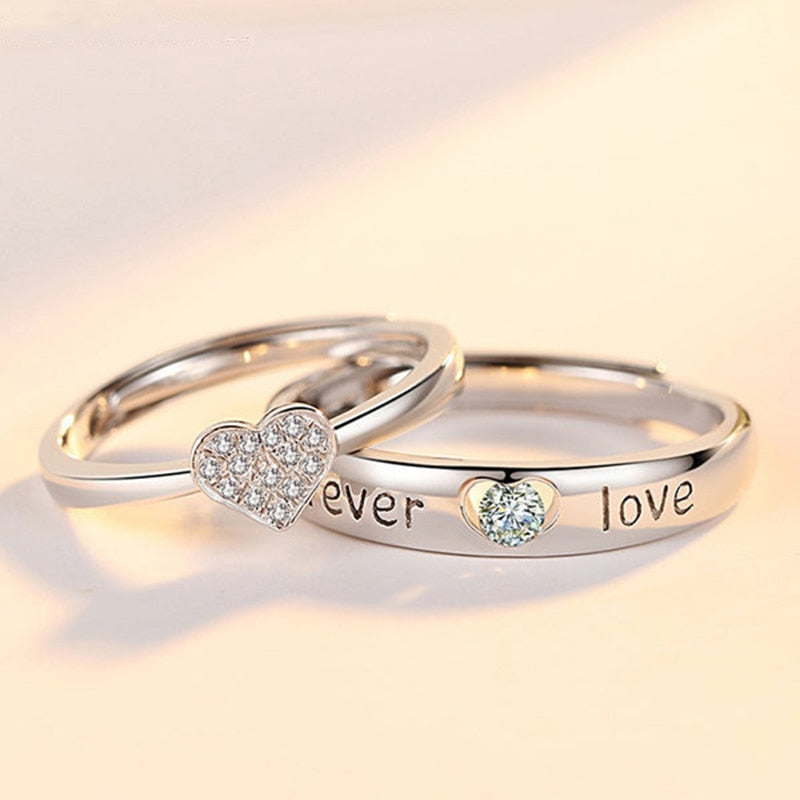 2Pcs/set Black White Romantic Couple Rings