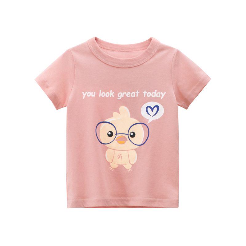 Boys Dinosaur T-shirts Cartoon Printed Girls Tees Children Tops Short-sleeve