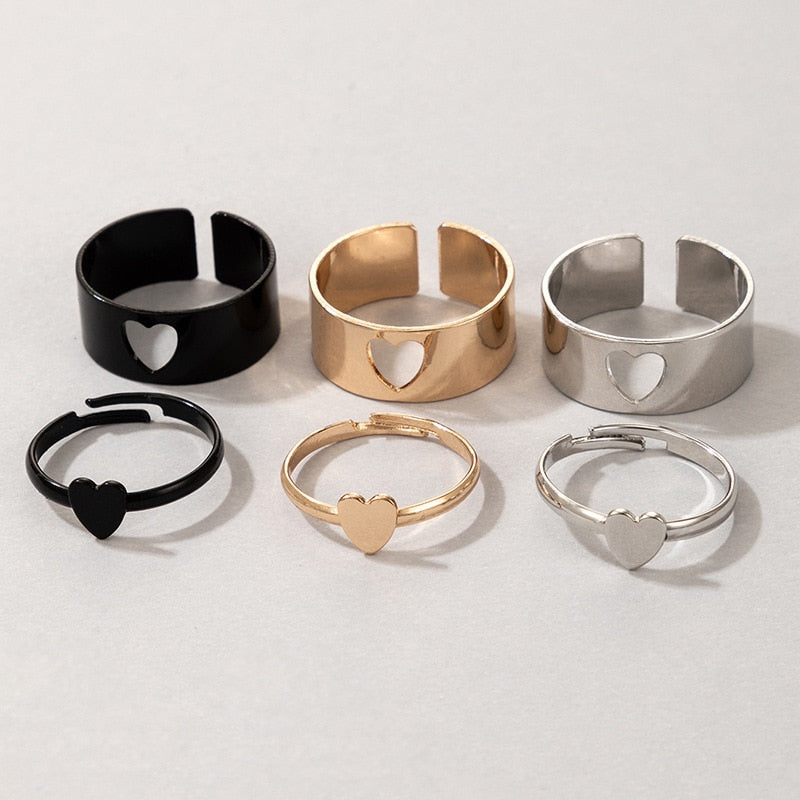 Vintage Simple Animal Butterlfly Star Moon Heart Open Rings For Women