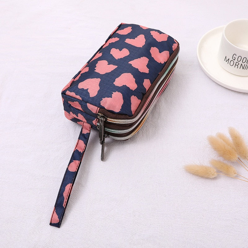 Three-layer Print Canvas Long Wallet