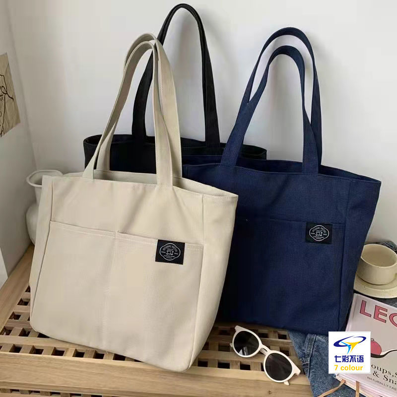 ZHE JIANG Large Capacity Cotton Reusable Canvas Tote Bag
