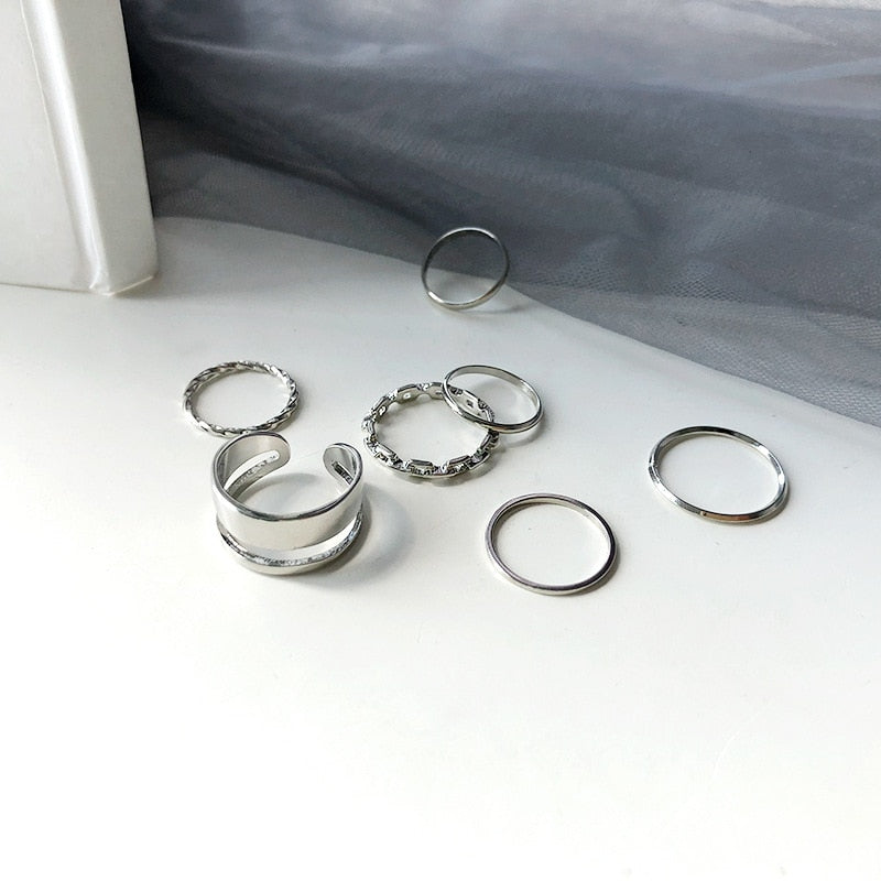 LATS 7pcs Fashion Jewelry Rings Set