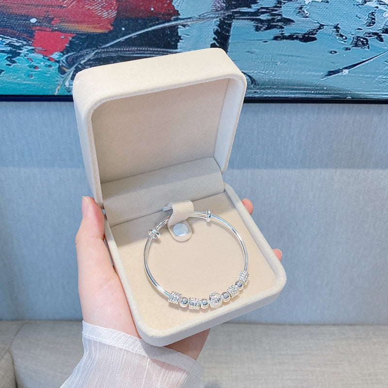 New Korean Fashion 925 Sterling Silver Lucky beads Bangles for women