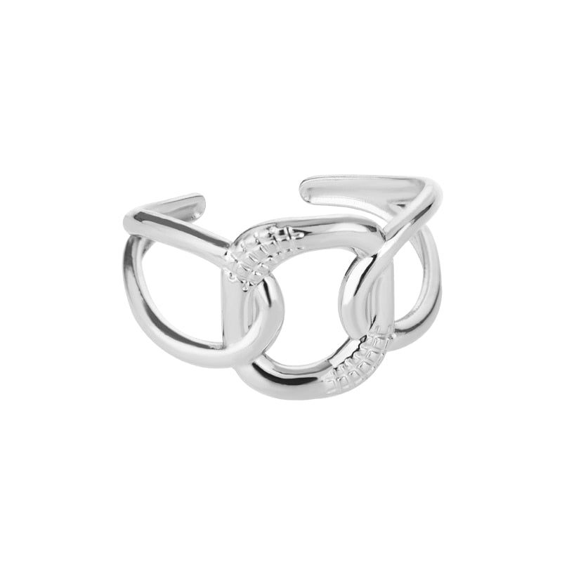 Fashion Star Stainless Steel  Zircon Round Irregular Adjustable Ring