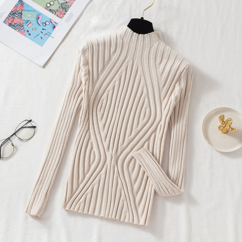 Pullover Long Sleeve Knitted Sweater Women