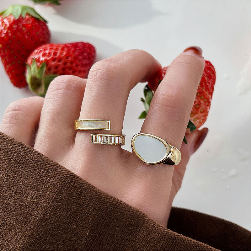 LATS French Retro Drop Glaze Gold Color Open Ring - Jeglowstore