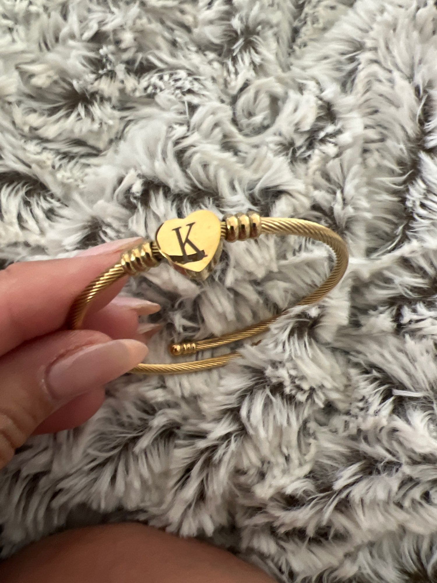 Initial Later Charms Bracelets Fashion Girls Gold Color Stainless Steel Heart Bracelet