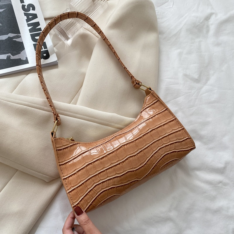 Retro Casual Leather Solid Color Chain  Shopping Bag