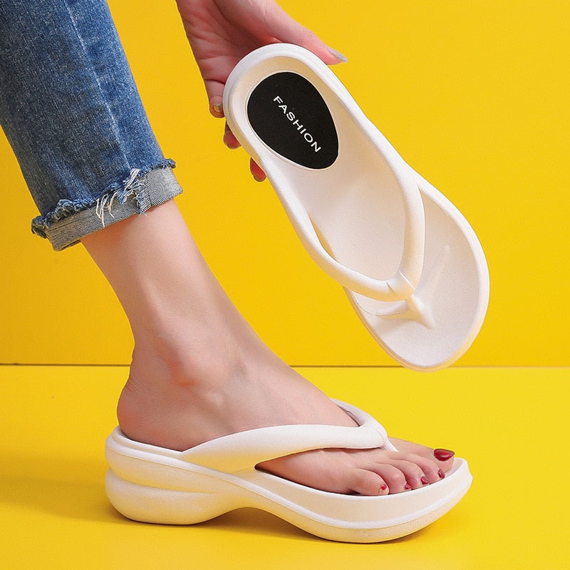JMPRS Thick Sole Wedges Flip Flops - Jeglowstore