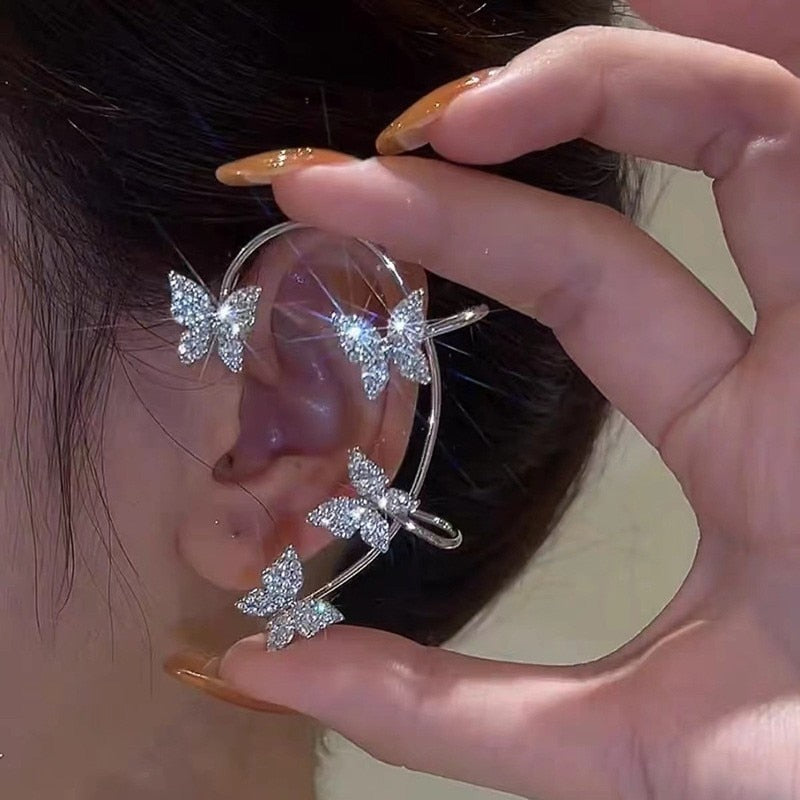 Korean Four-Prong Setting CZ Earing Claw Ear Hook Clip