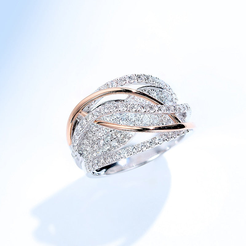 Jewelry for Women Interwoven Mesh Inlaid Zircon Ring