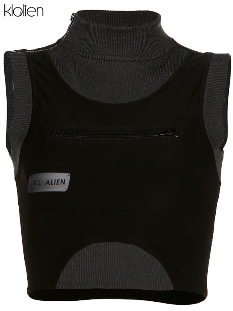Stretch Harajuku Streetwear Crop Top  Elastic Casual Slim Sleeveless Camisole