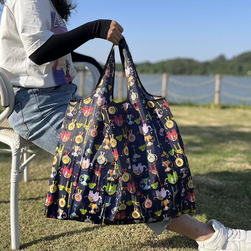 Reusable Large Cartoon Folding Washable Shopping Bag - Jeglowstore
