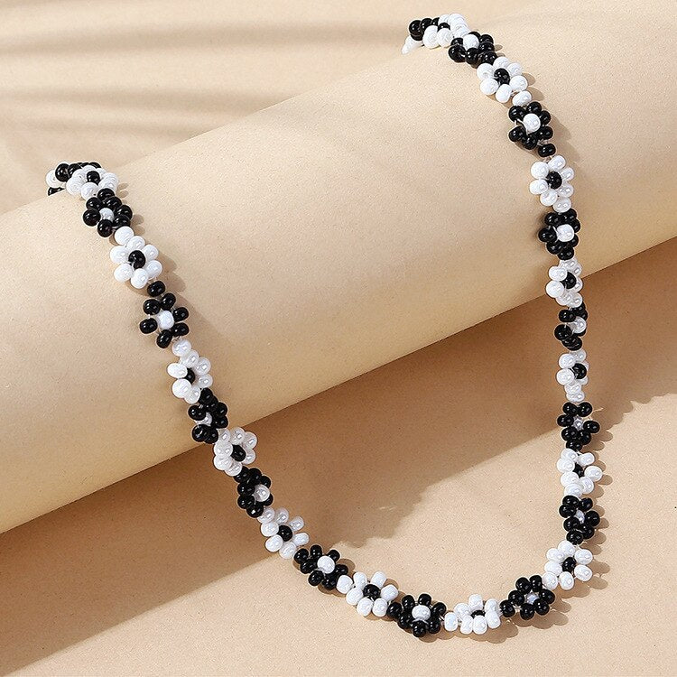 Salircon Trend Bohemia Rainbow Color Seed Beads Chain Choker Necklace