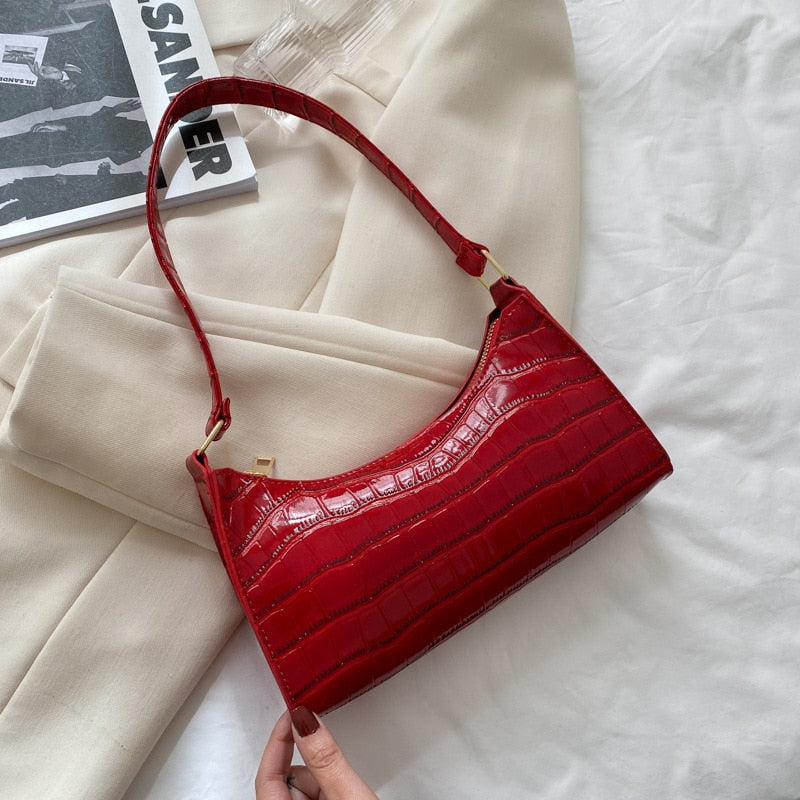 Retro Casual Leather Solid Color Chain  Shopping Bag