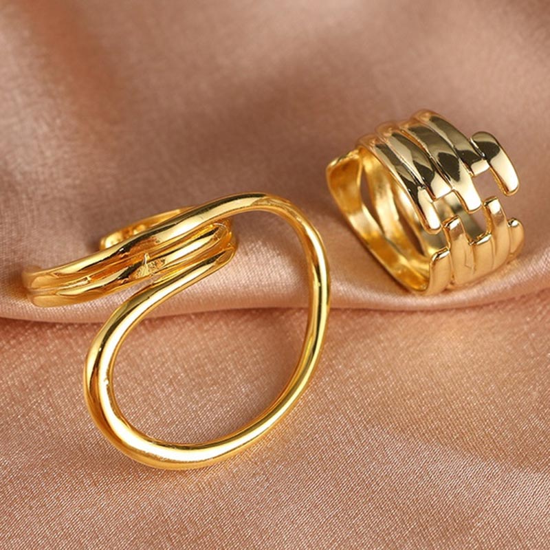 2pcs Korean Style Geometric Adjustable Ring - Jeglowstore