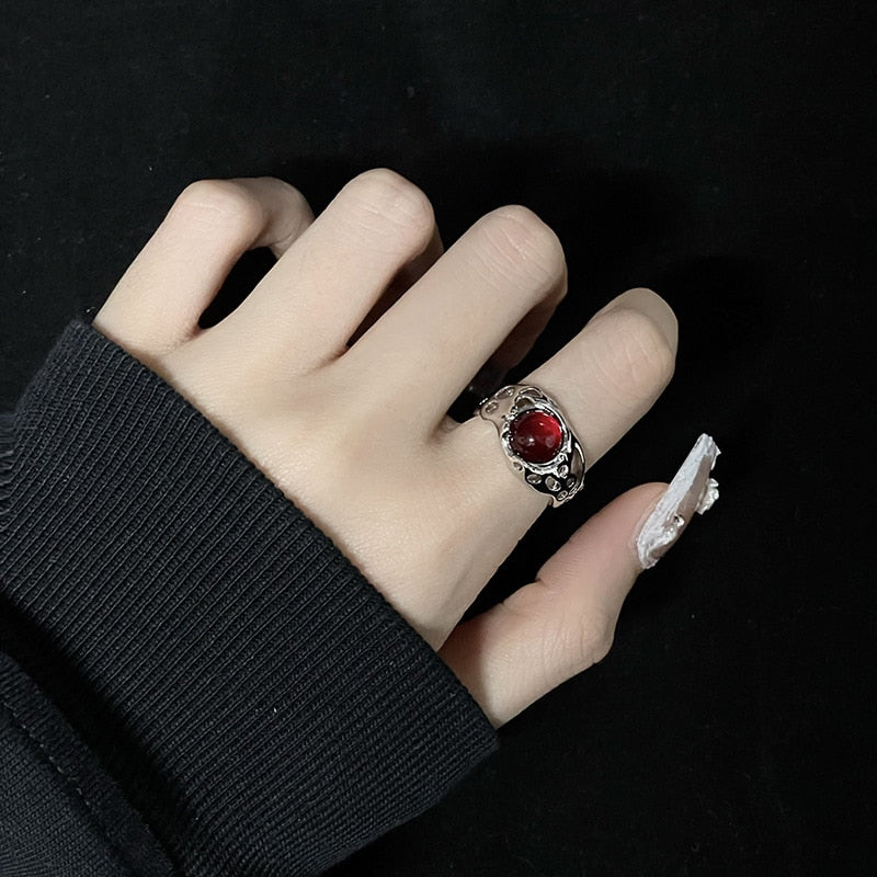 Opal Irregular Natural Stone Ring With White Opal Hollow Ring
