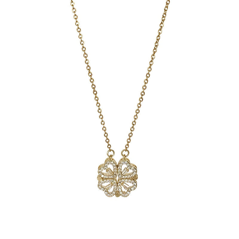 Creative Magnetic Folding Heart-Shaped Four-leaf Clover Pendant