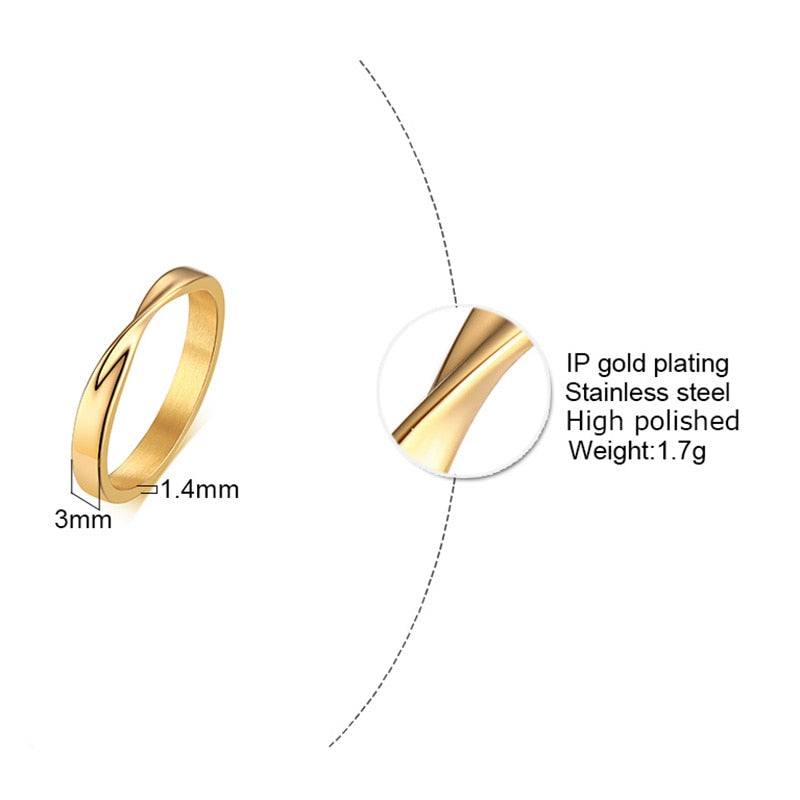 Thin 3mm Charm Stainless Steel Ring