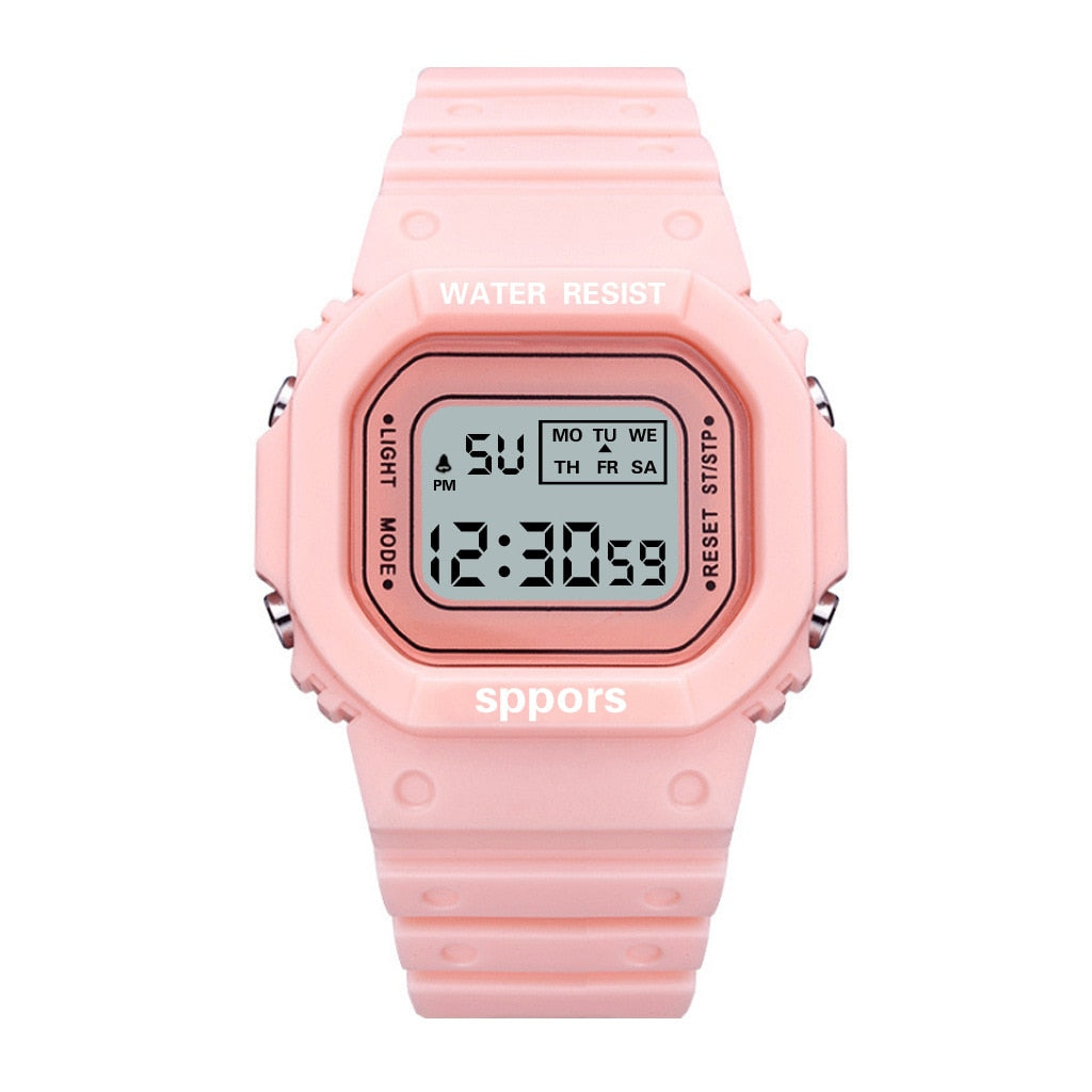 PCV/F91W Steel Strap Watch LED Digital Watch Square Women Watches Vintage Sports Military Watches Electronic Wrist Band Clock