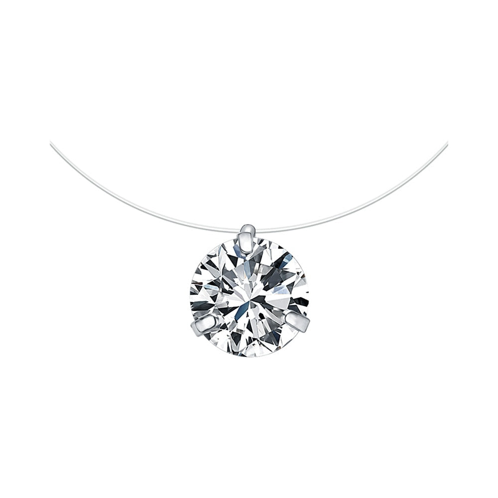 Transparent Fishing Line Silver Plated Necklace