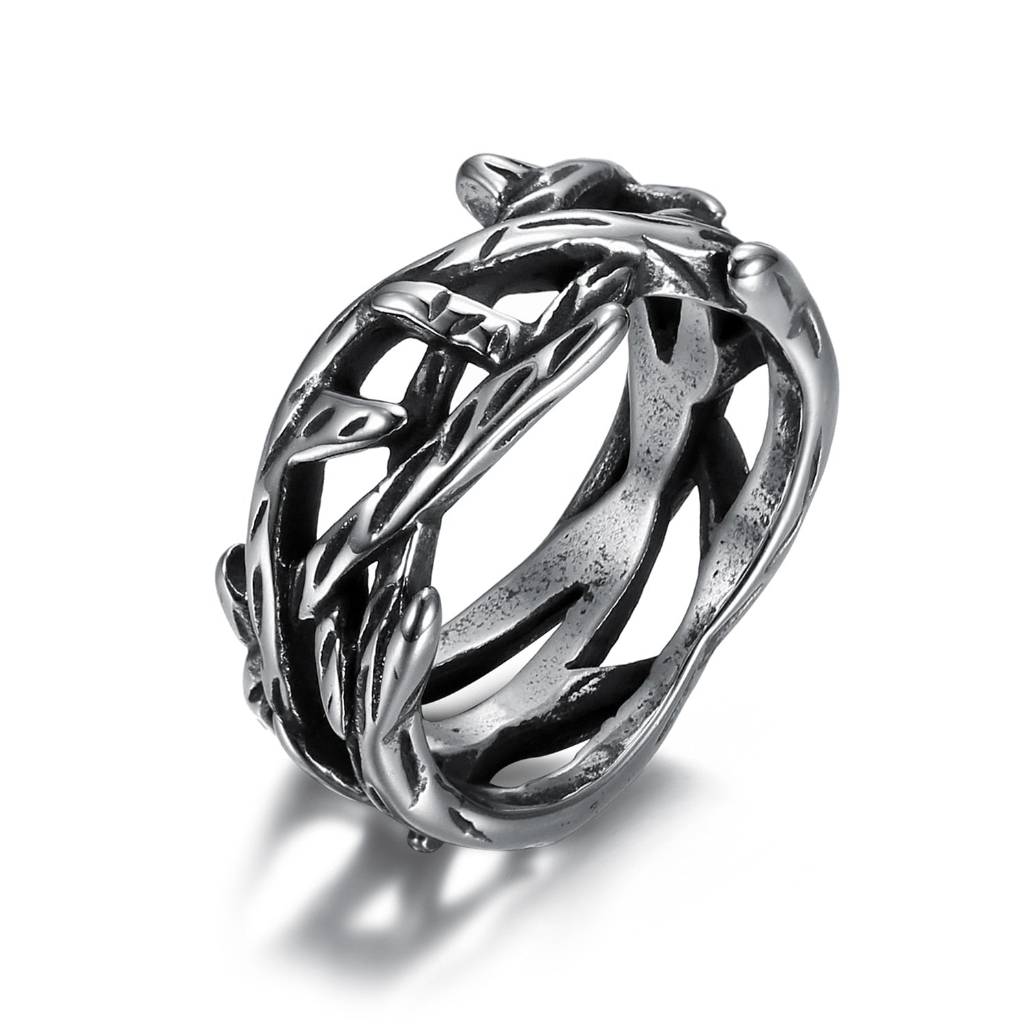 Onlysda Vintage Weave Viking Symbols Stainless Steel Men Ring