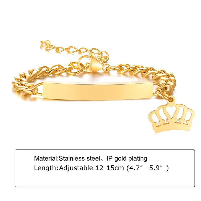 Custom Personalized Name Baby ID Stainless Steel Bracelet
