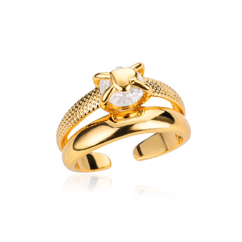 Lightning Stainless Steel Gold Plated Finger Ring