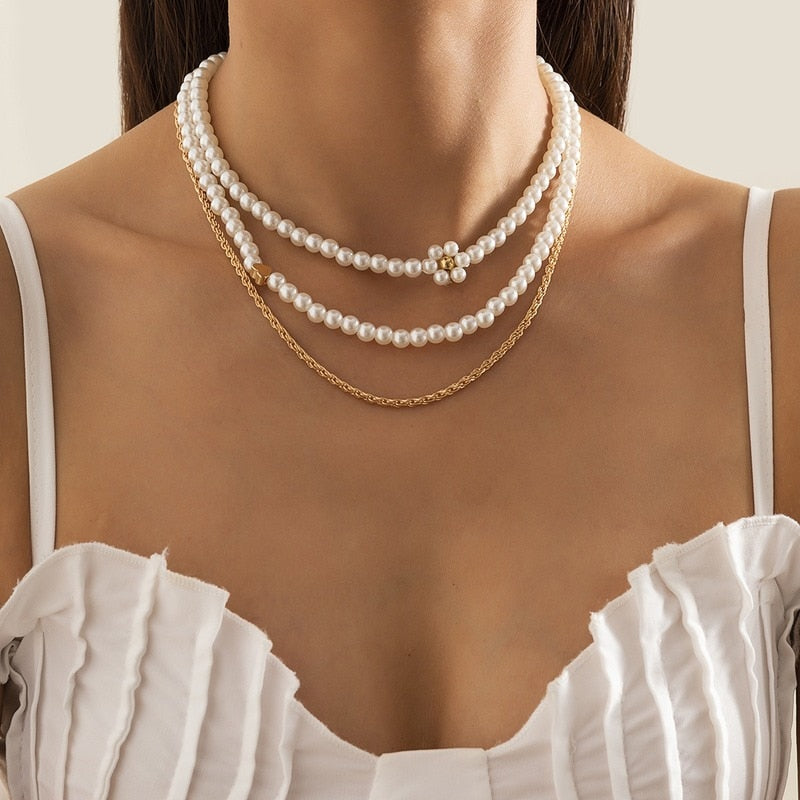 Bohemian Colorful Beads Shell Heart Layered  Necklace For Women