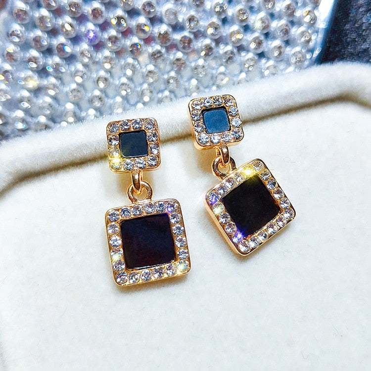 LATS Trend Rhinestone Geometric Drop Earrings for Women