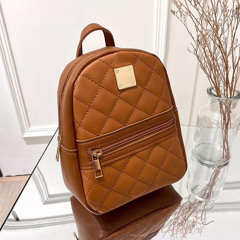 PU Leather Mini Women Backpack Multi-Function Bag